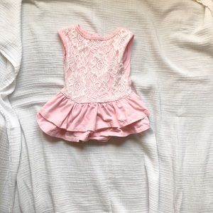 12M Pink Romper Dress w. Lace 🌸